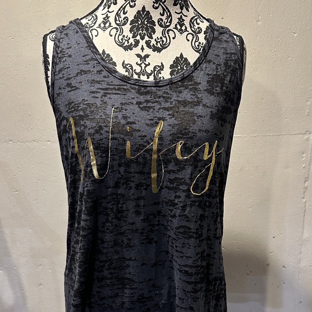 Next Level Apparel Black and Gold 'Wifey' Tank Top